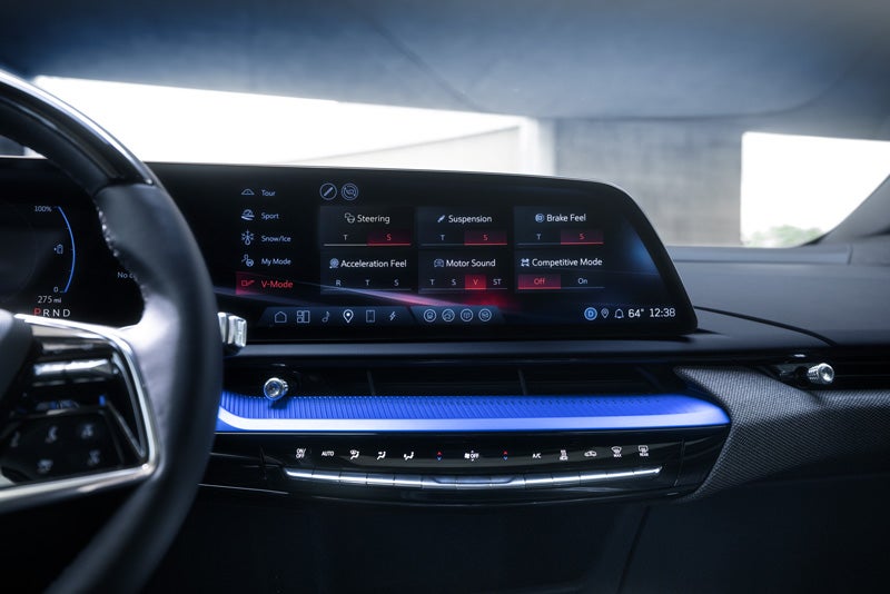 The 2026 OPTIQ-V Display Screen Displaying the V-Mode Settings | Rochester Cadillac in Rochester MN