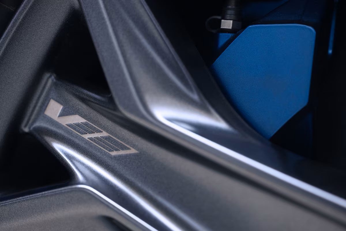 Brembo six-piston front brake caliper on a 2027 Cadillac OPTIQ-V