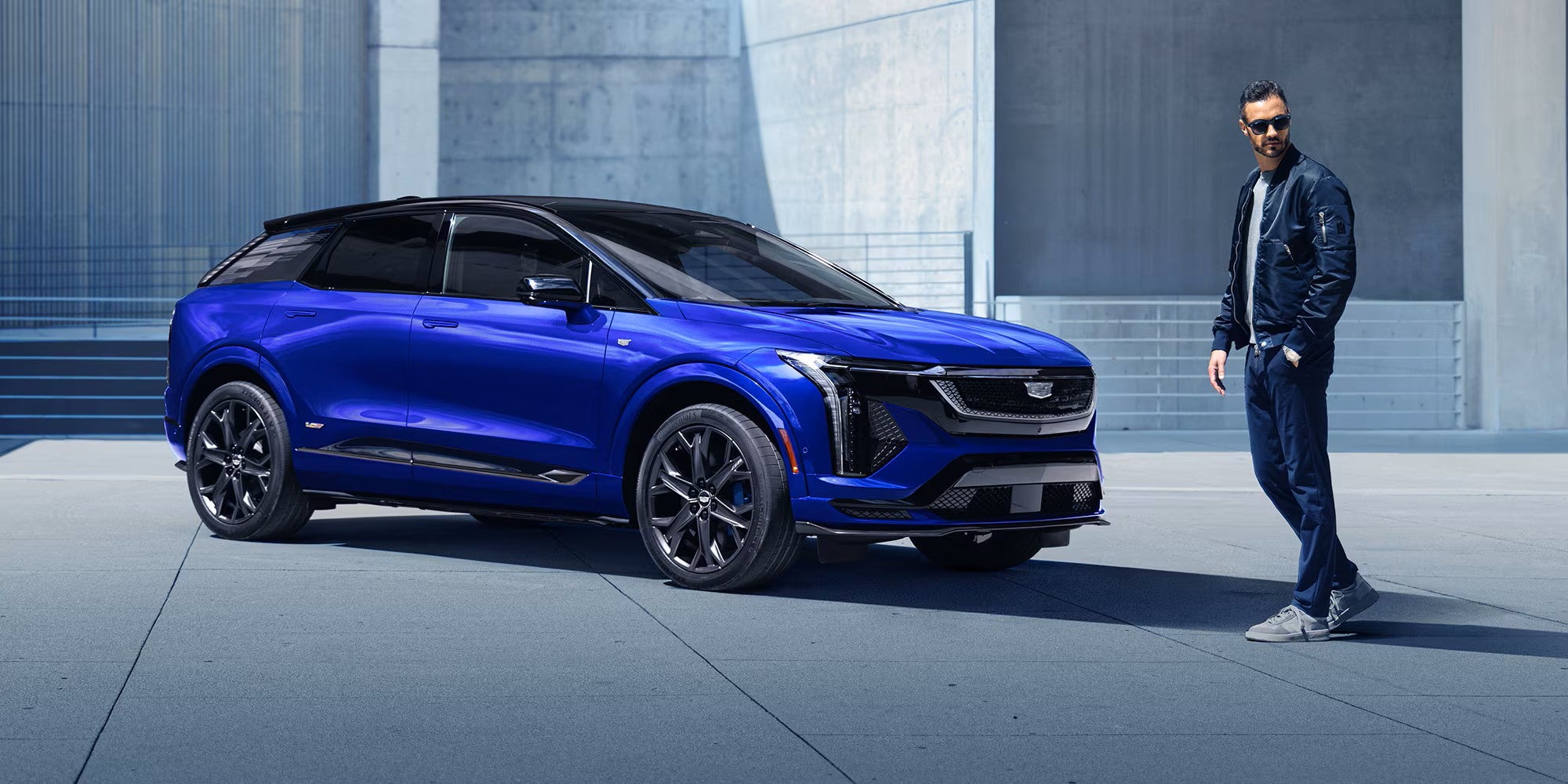 Exterior of a blue 2027 Cadillac OPTIQ-V