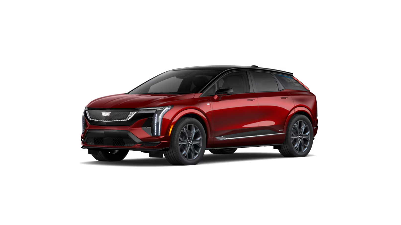 2027 Cadillac OPTIQ-V in Radiant Red Tintcoat with a black roof